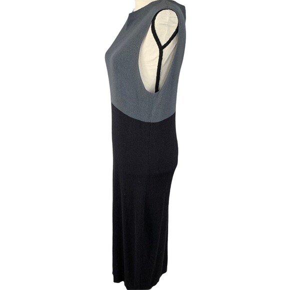 Merona Sweater Dress Women XL Midi Length Shift Block Color Black Gray - Picture 8 of 11